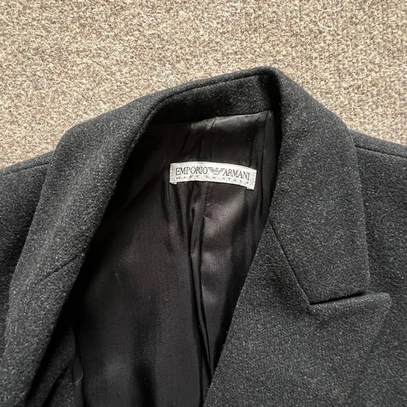 Vintage Emporio Armani Long Wool Trench Overcoat Made in Italy Womens 44 / L/XL - Picture 3 of 16